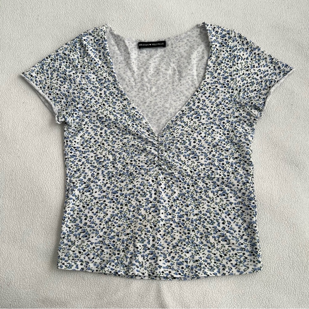 Brandy Melville White Floral Gina Top